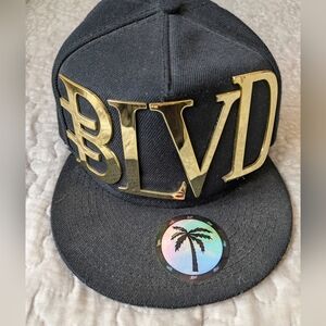 BLVD Black Hat with Gold Lettering